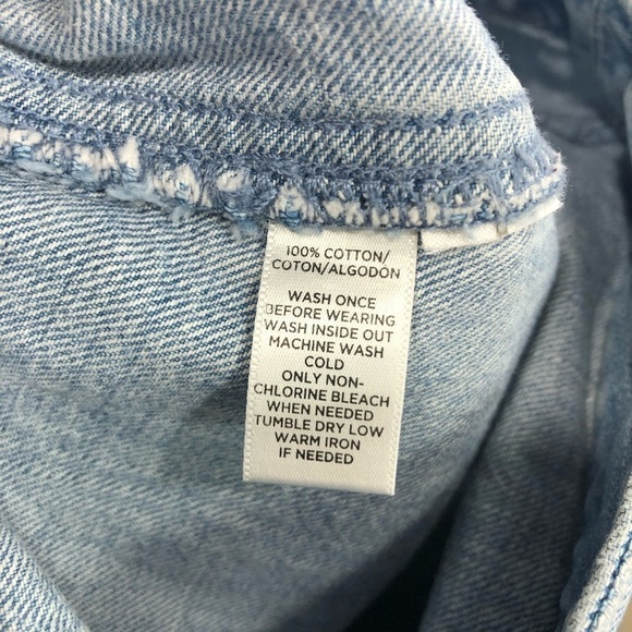 Loft Denim Wrap Jean Skirt Sz 4/27 Light Wash Blue Mini Raw Hem A-Line Casual - Picture 7 of 8